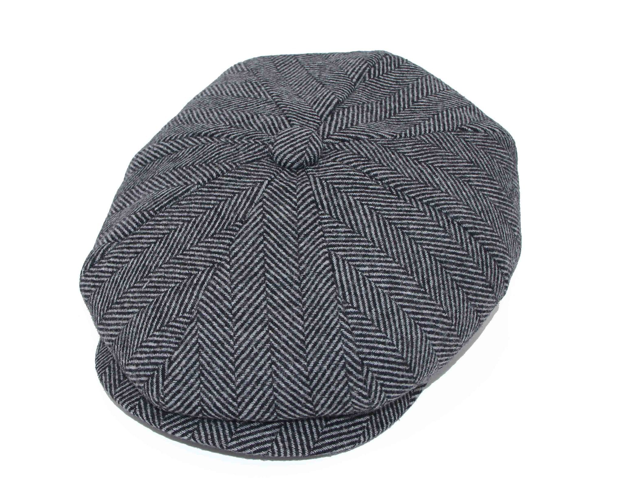 Men baker boy hat grey herringbone