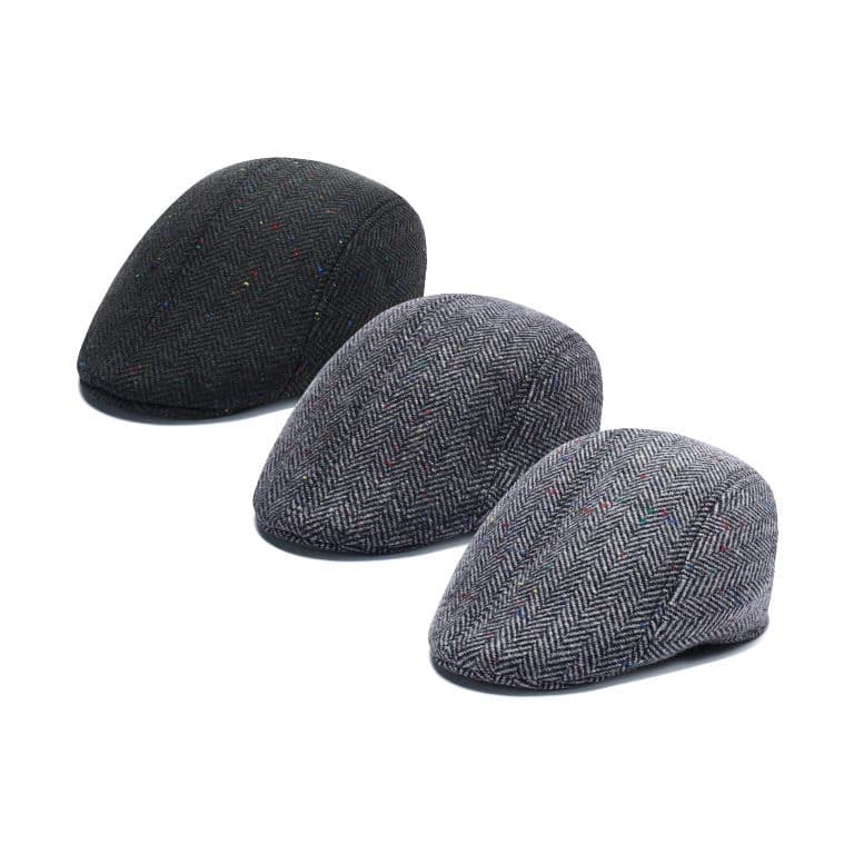 Men Flat Padded Dotted Herringbone Hat