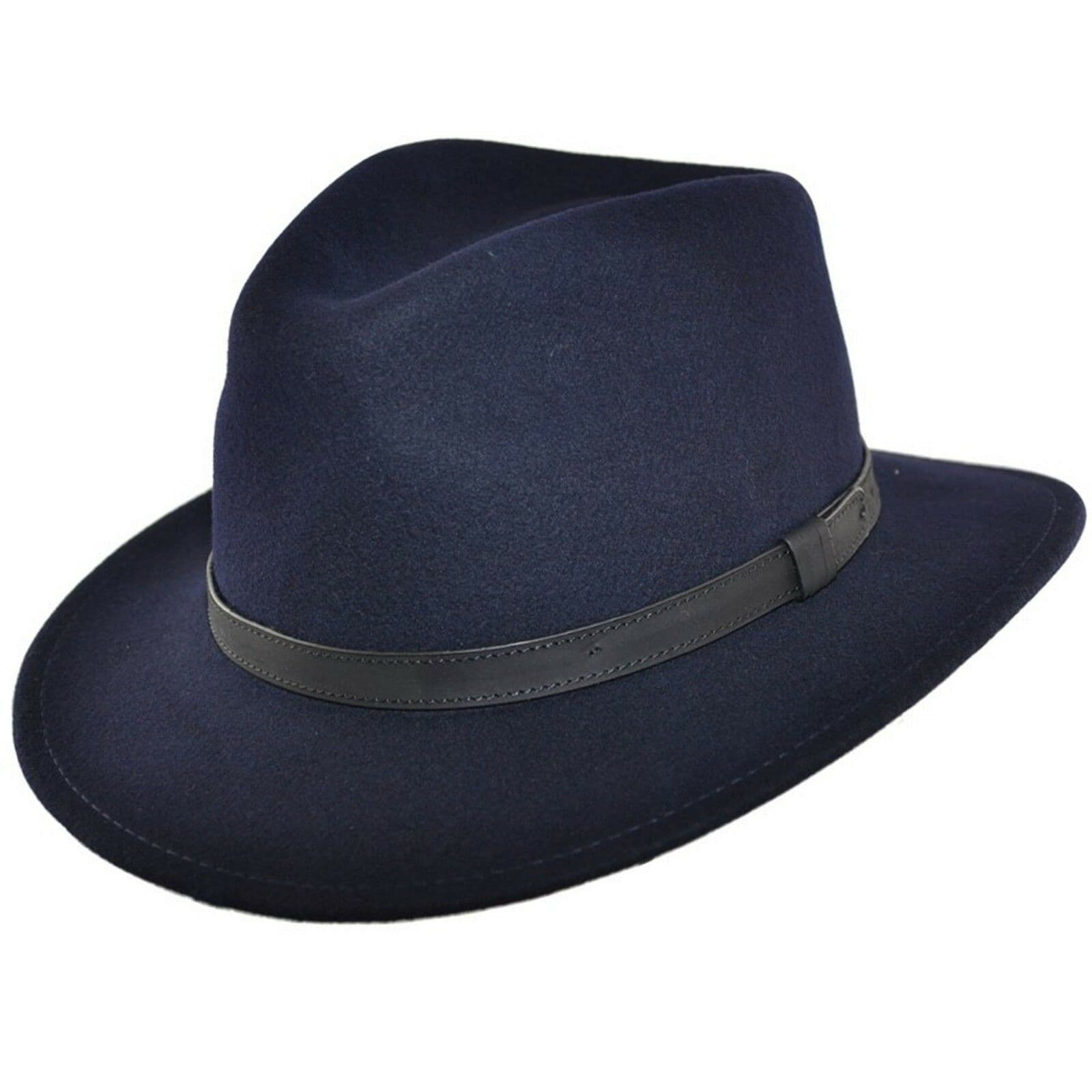 navy wool fedora hat